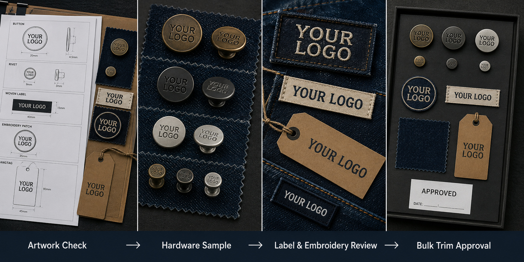 Denim logo and trim approval process.
